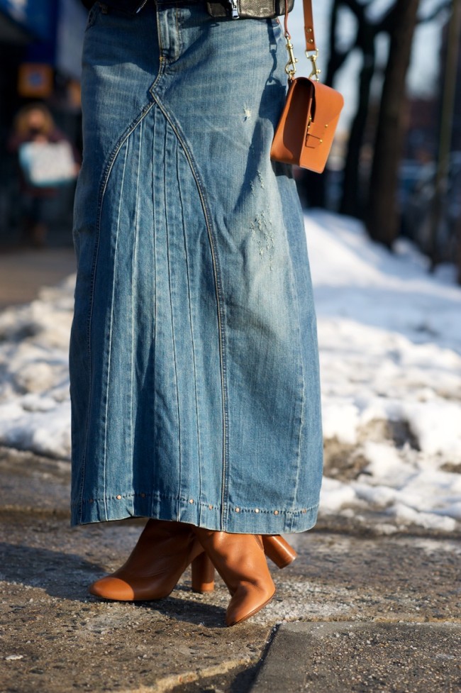 long denim skirt