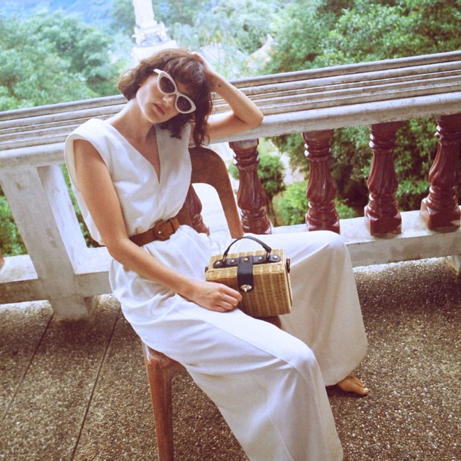 Mango straw basket bag