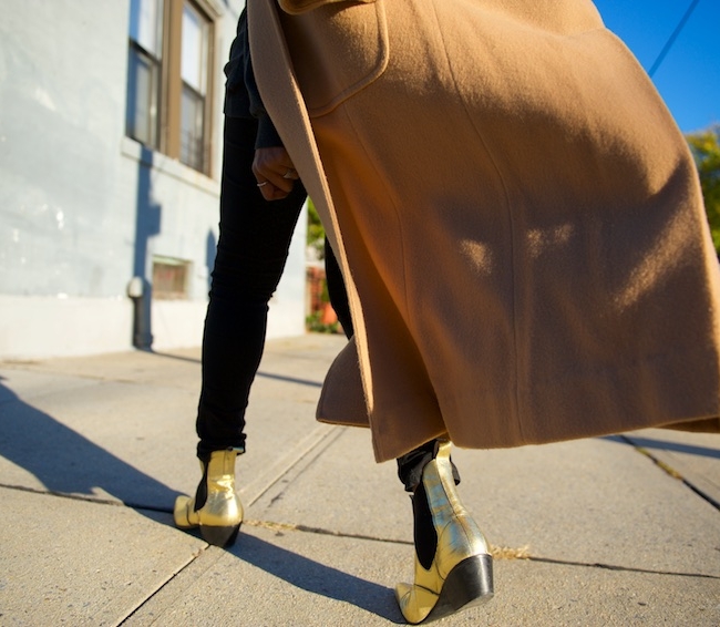 metallic gold boots