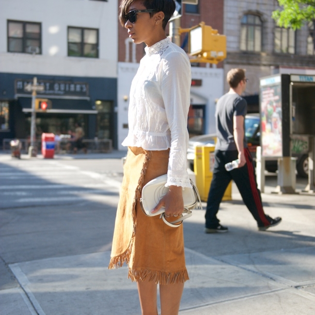 suede fringe skirt