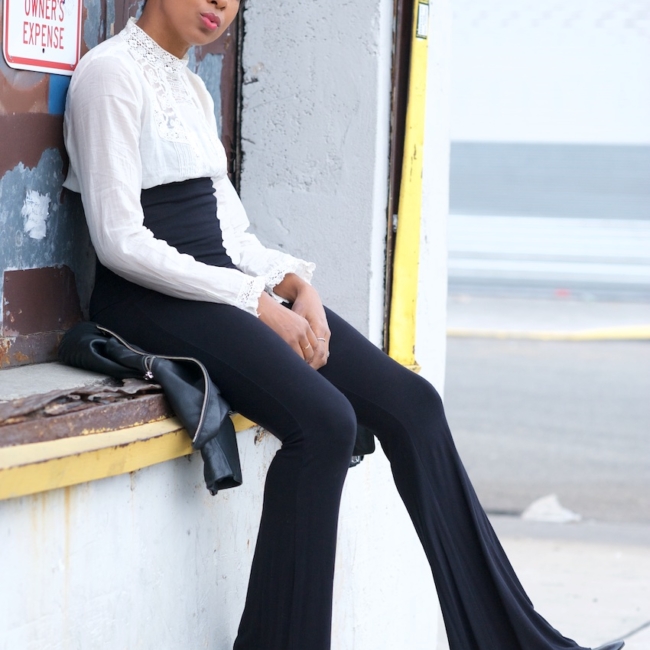 black flared pants