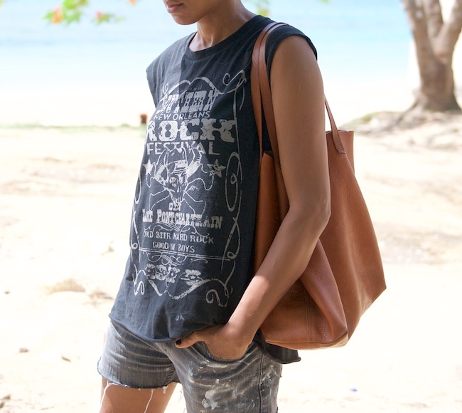 denim shorts, madewell transport tote