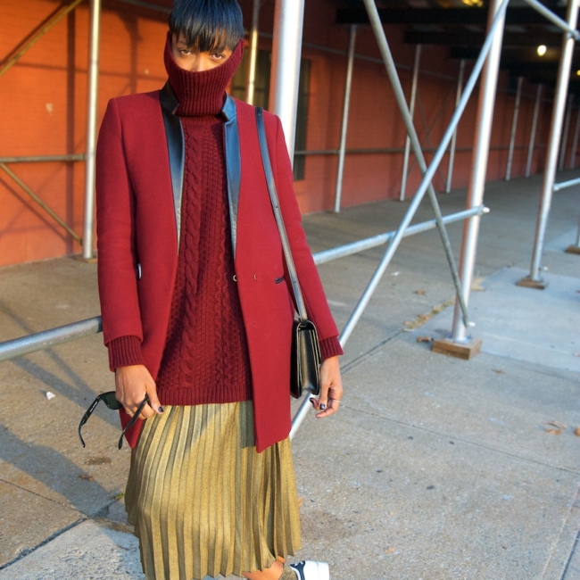metallic pleated skirts