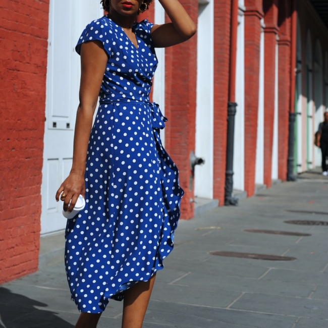 polka dot wrap dress
