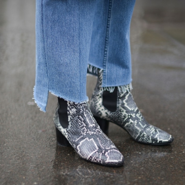 snake skin ankle boots